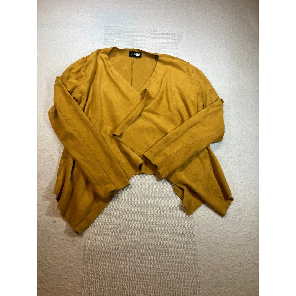 Do + Be Womens Mustard Yellow Faux Suede Drape Open Front Jacket Y16353 Size M